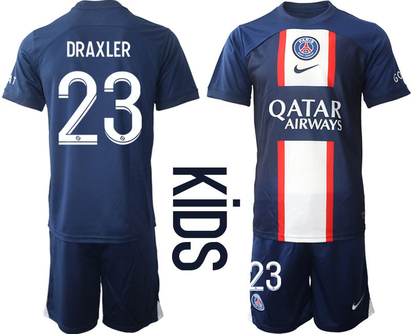 Youth 2022-2023 Club Paris St German home blue #23 Soccer Jersey